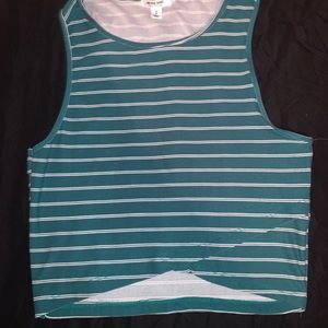 Green and white cropped tank top